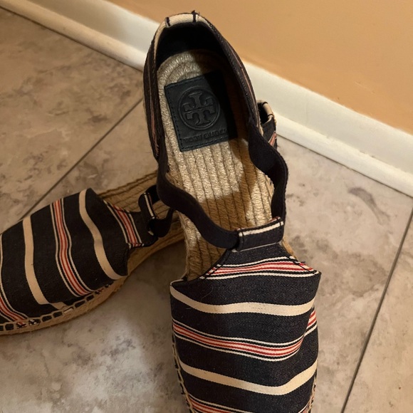 Tory Burch Catalina 3 50MM Striped Canvas/Elastic Espadrille in Navy Multi - Picture 5 of 11